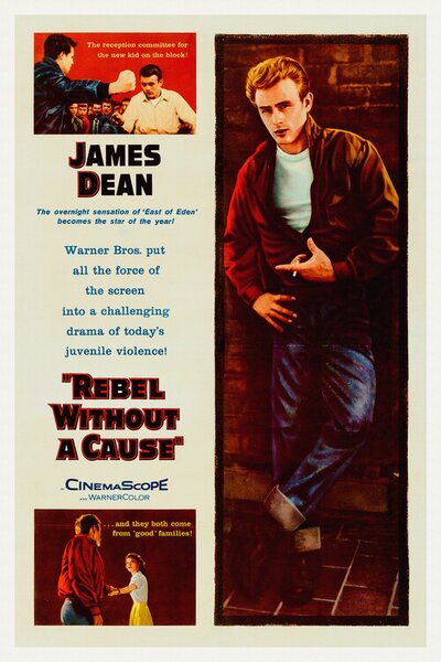 Riproduzione Rebel without a cause Ft James Dean Vintage Cinema Retro Movie Theatre Poster Iconic Film Advert
