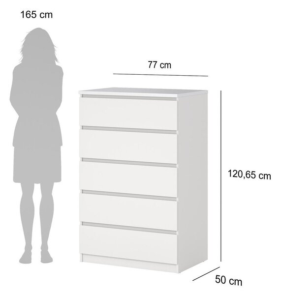Cassettiera bianca 77x121x50 cm Naia – Tvilum