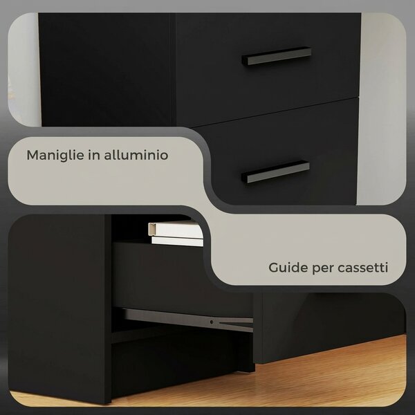 HOMCOM Scrivania Salvaspazio con 3 Cassetti, Ripiano Aperto, Scrivania Ufficio, Moderna, Tavolo PC per Computer Casa Ufficio Studio Camera da Letto, 100x40x75 cm, Nero | Aosom Italy
