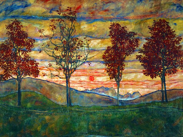 Riproduzione Four Trees, Egon Schiele