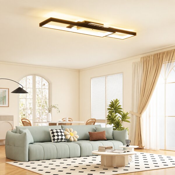 HOMCOM Lampada LED a Soffitto Dimmerabile 3000-6000K con Telecomando e Interruttore, 70x30 cm, Nero | Aosom Italy