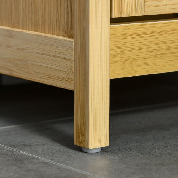 DecHome Mobiletto Bagno con Cesto Multiuso per Bucato e Giocattoli in MDF e Bamb 40x30x86.5cm