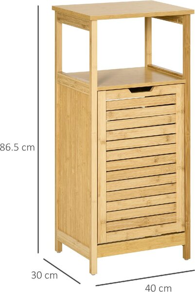 DecHome Mobiletto Bagno con Cesto Multiuso per Bucato e Giocattoli in MDF e Bamb 40x30x86.5cm