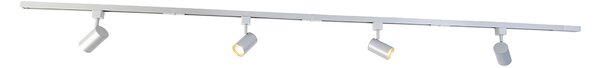 Sistema di illuminazione a binario moderno con 4 faretti argento 1 fase - Iconic Yade