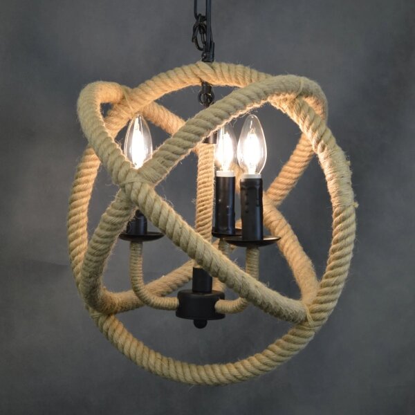 Lampadario a sospensione con catena ROPE GLOBO 3xE14/10W/230V