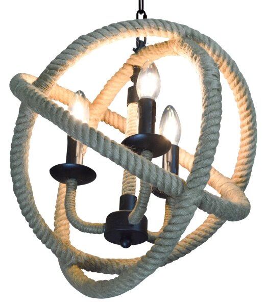 Lampadario a sospensione con catena ROPE GLOBO 3xE14/10W/230V