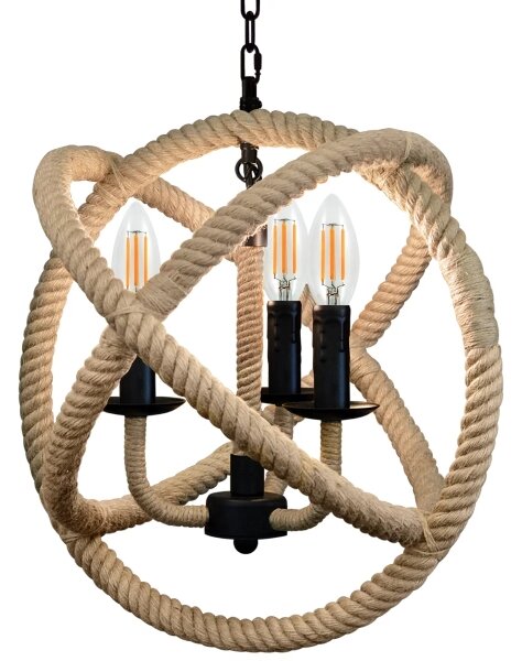 Lampadario a sospensione con catena ROPE GLOBO 3xE14/10W/230V
