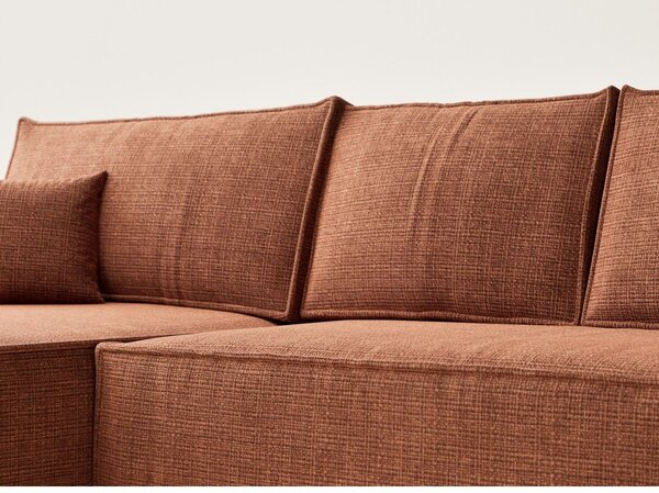 Divano angolare color rame allungabile/con contenitore (con penisola a sinistra/con chaise lounge) con rivestimento in ciniglia Maze – Maison de Rêve
