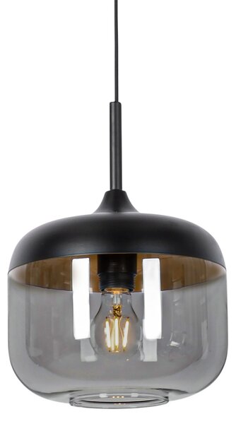 Lampada a sospensione di design nera con vetro oro e fumé - Kyan
