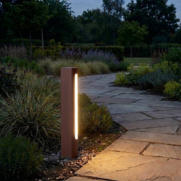 Lampione a LED Lucande Celiora, altezza 45 cm, marrone, IP65 Celiora, Marrone / Ruggine, Alluminio, Moderno