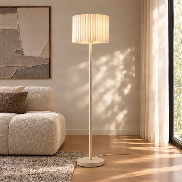 Lampada da terra Libbie Lindby, Crema / Ambra, Soggiorno / Sala da pranzo, Tessuto / Stoffa / Seta, Scandinavo, Lampada da terra