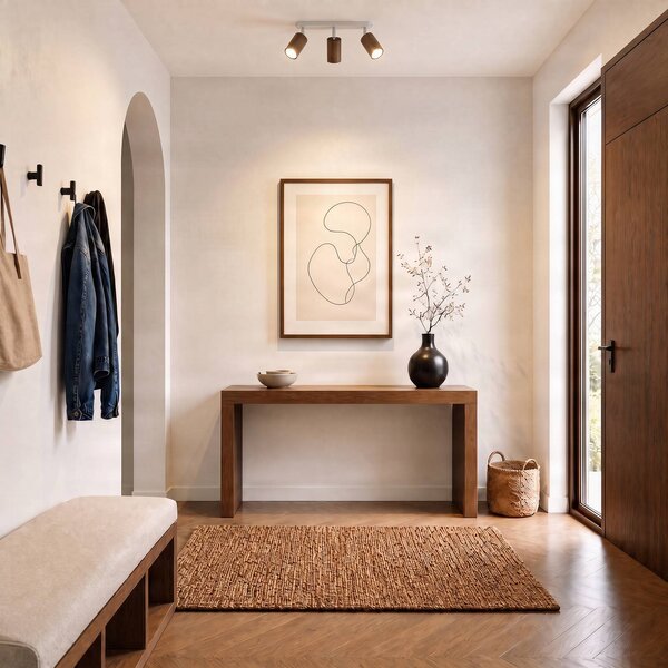 Faretto da soffitto Nisse, bianco, lunghezza 33 cm, a 3 luci, legno/metallo Nisse Luminex, dimmerabile, Bianco / Opale, Soggiorno / Sala da pranzo, Legno, Downlight
