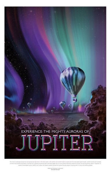 Illustrazione Jupiter Retro Planet Moon Poster - Space Series Nasa