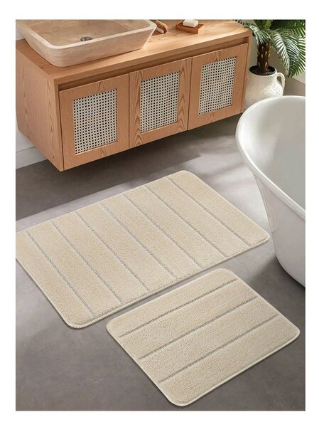 Set di tappetini per il bagno color crema 2 pz 50x80 cm Yeni Cizgli – Foutastic