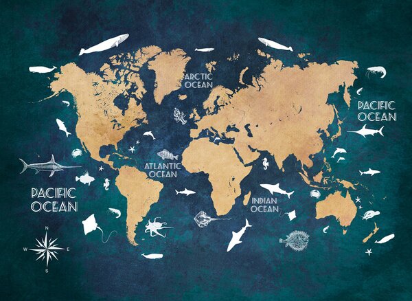 Illustrazione World map 3, Justyna Jaszke