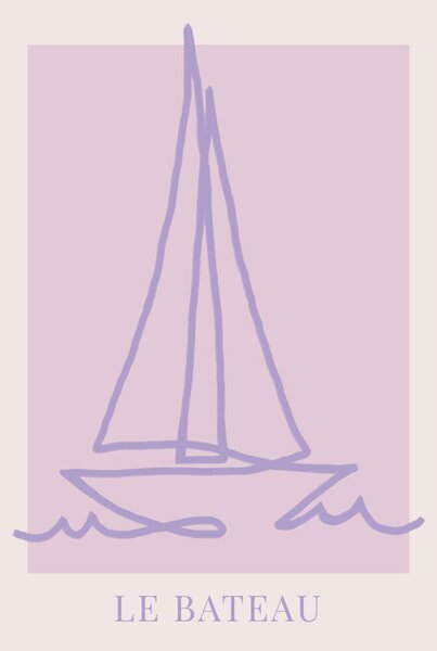 Illustrazione Le Bateau Purple, Rose Caroline Grantz, (30 x 40 cm)