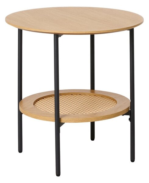 Tavolino rotondo con effetto rovere ø 50 cm Pensacola – Unique Furniture
