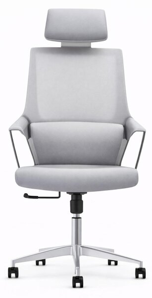 Sedia da ufficio ergonomica, bianca, con poggiatesta regolabile