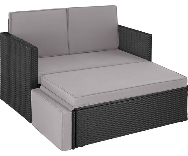 Tectake 405081 divano lounge in rattan corfù - nero/grigio