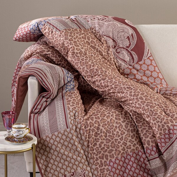 Plaid Scaldotto 130X170 Panther MAUVE Cotone Pettinato Caleffi