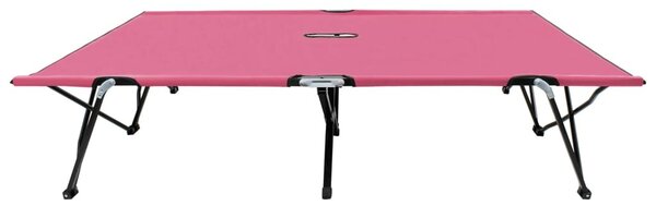 Lettino Prendisole Pieghevole Due Persone Rosa in Acciaio
