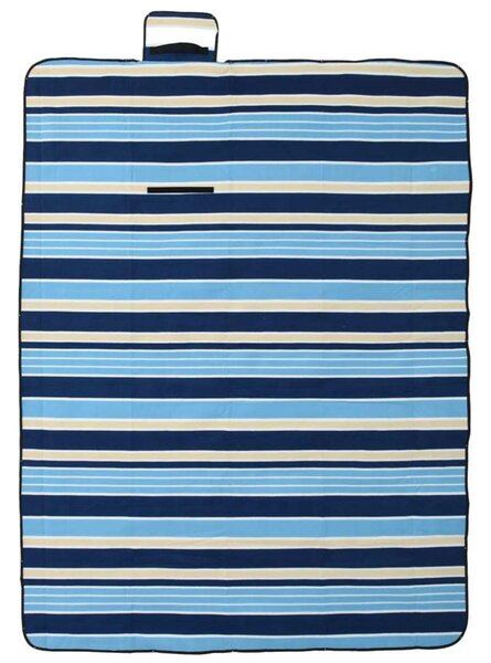 Tovaglia Picnic Pieghevole Onde Blu e Bianco 200x150 cm Velluto