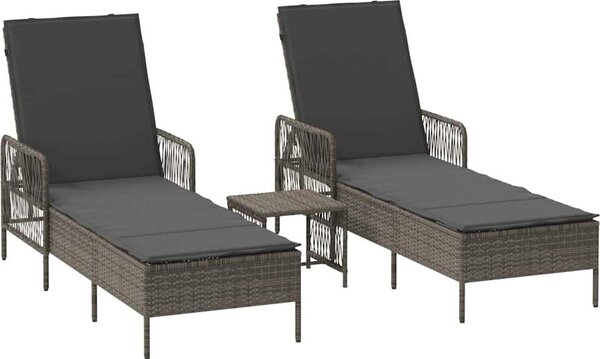 Lettino da sole 3 pcs Grigio e Grigio Scuro 55 x 200 x 92 cm