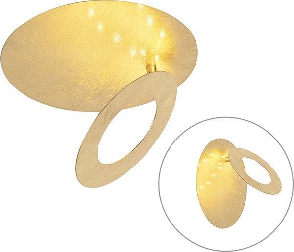 Plafoniera LED, metallo, design foglia oro, ruotabile, L 34cm