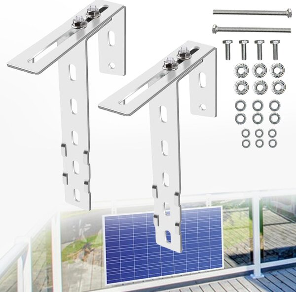 Set di 2 ganci solari per balcone, in acciaio inossidabile 304, regolabili da 6 a 18 cm