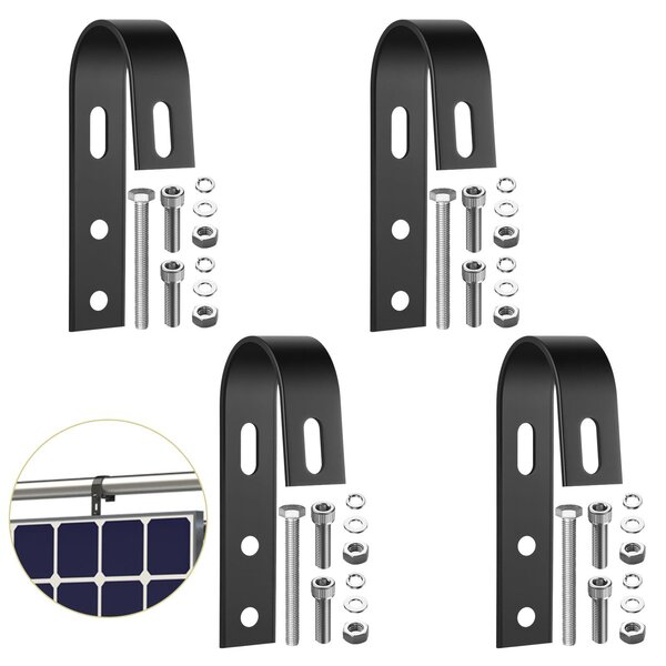 Set di 4 ganci per impianti fotovoltaici da balcone, acciaio inossidabile 304, colore nero