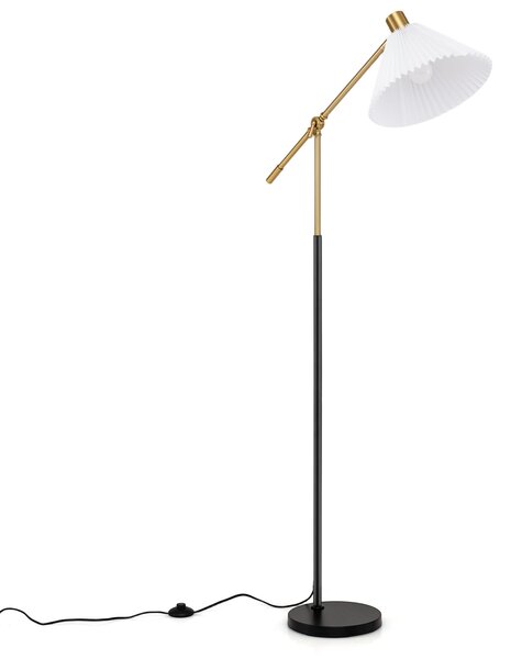 Costway Lampada da terra con paralume in tessuto interruttore a pedale base rotonda antiscivolo, Base antiscivolo regolabile per soggiorno camera studio