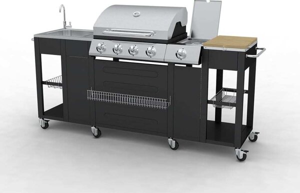 Cucina esterna con barbecue, modello Montana, 4 bruciatori