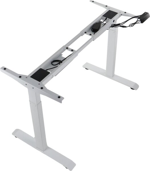 Telaio elettrico per tavolo o scrivania PRATO 04-2T, 2 motori, regolazione elettrica dell'altezza, lunghezza regolabile, gamba a 2 segmenti, bianco