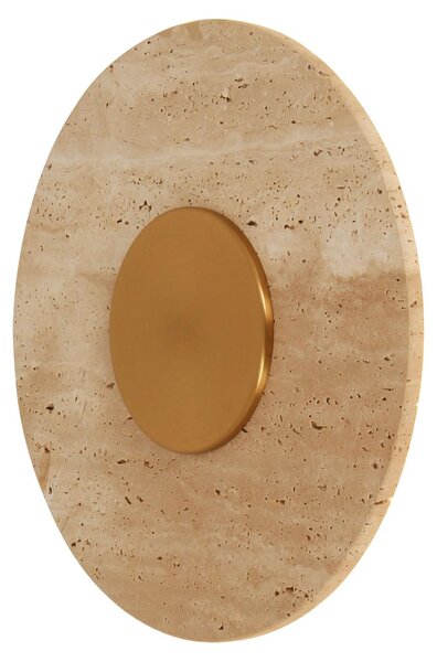 Applique LED in travertino SUN, oro-beige, 14 W, luce calda, 1151 lm, pietra, dimensioni: 30x30x6,3 cm, IP20, Maxlight