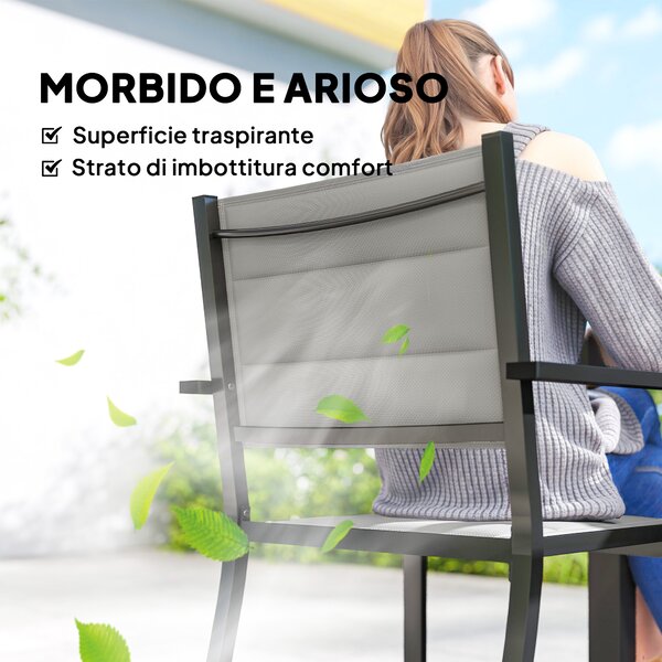 Outsunny Set Pranzo Esterni 7 Pezzi, Tavolo e Sedie in Alluminio per 6 Persone. | Aosom Italy