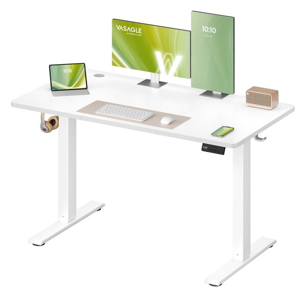 VASAGLE Tavolo alto regolabile elettricamente, funzione memoria con 4 altezze, scrivania per l'ufficio in casa, 120 x 60 cm, bianco