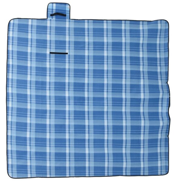 Tovaglia da Picnic Pieghevole A Quadri Blu 200x200 cm Velluto