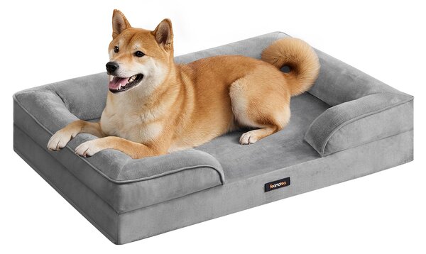 FEANDREA Lettino ortopedico per cani L, rivestimento sfoderabile, bordi rialzati, antiscivolo, lavabile, lettino per animali domestici, grigio chiaro