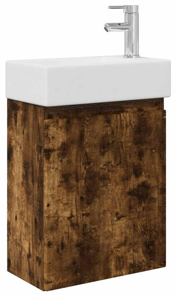 Mobile bagno con rubinetto Rovere Fumo 45,5 x 22,5 x 84 cm