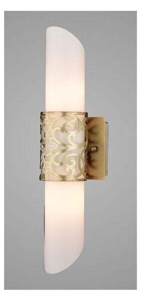 VENERA APPLIQUE IN VETRO BIANCO CON ORNAMENTO IN METALLO OTTONE ALTEZZA 45 CM LAMPADINE ATTACCO E14