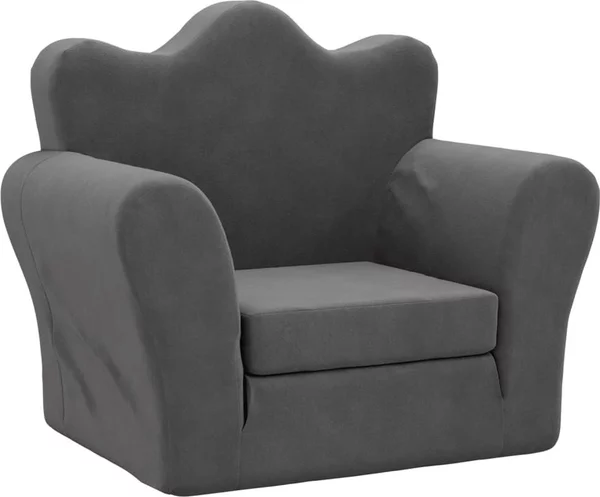 Divano Letto per Bambini Antracite in Morbido Peluche