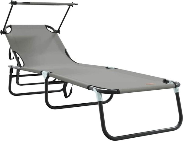 Lettino prendisole pieghevole Grigio 190 x 57 x 81 cm Oxford
