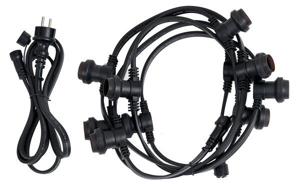 Catena luminosa collegabile nera con spina, 6m 10 luci, IP64 - Lubber