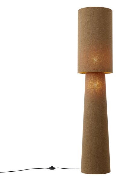 Lampada da terra Japandi marrone in tessuto teddy a 2 luci - Trombet