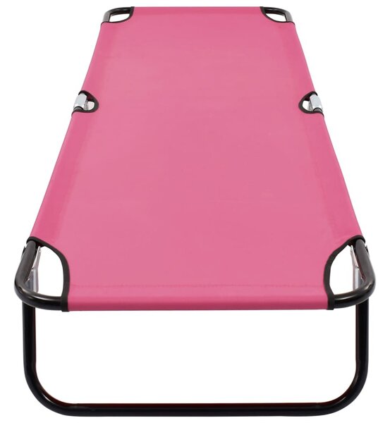 Lettino Prendisole Pieghevole in Acciaio Rosa