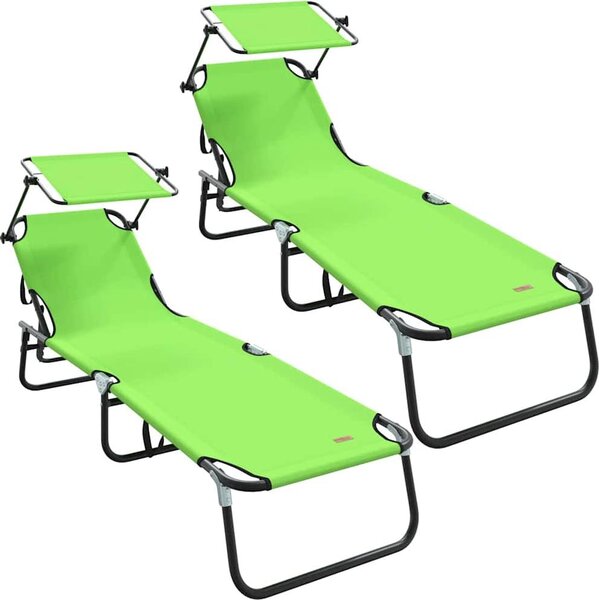 Lettino prendisole pieghevole 2 pcs Verde 190 x 57 x 81 cm