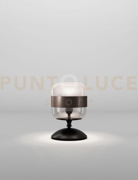 Futura lampada da tavolo p fume' marrone montatura nero opaco 1 luc