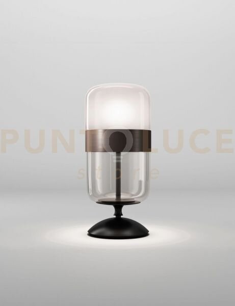 Futura lampada da tavolo m fume' marrone montatura nero opaco 1 luc