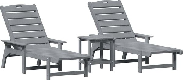 Lettino da sole 3 pcs Grigio chiaro Polietilene