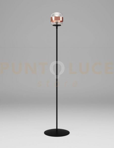 Futura lampada da terra p cristallo rame montatura nero opaco 1 luc